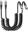USB C Cable 3ft 2Pack USB C to USB C Charger Cable for Car, Coiled Type C by KIYODA
