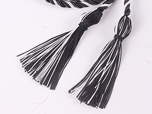 Graduation Honor Cords, 68" Long (Black/White) - Image 2