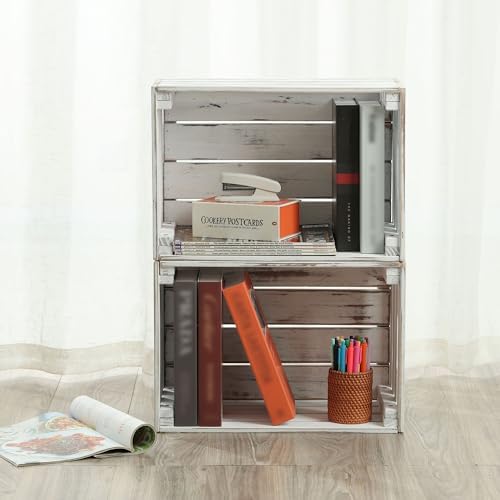 White Wooden Crates are Suitable for Storage, Milk Crates, Wine Crates, Festival Decorations, Camping, and Other Multi-Purpose. They are Sturdy and Durable, set of 2 Length of 17.7 inches. - Image 5