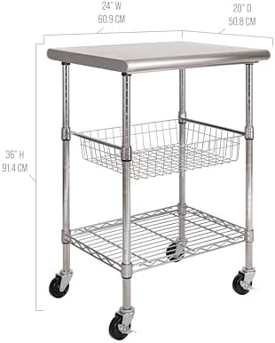 Stainless-Steel Commercial-Grade NSF-Certified Prep Table Cart, 24"W x 20"D - Image 5
