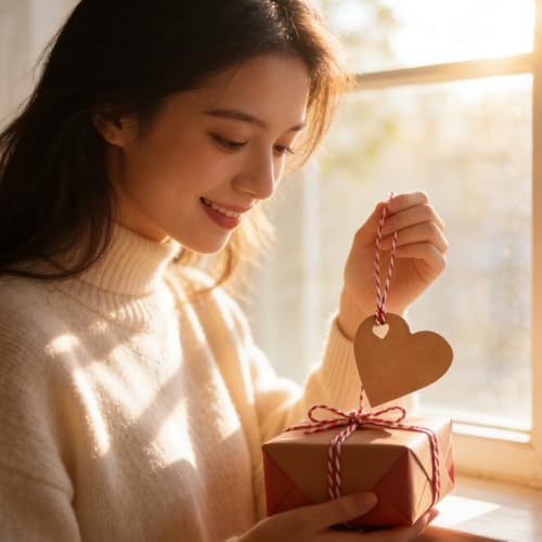 100PCS Heart Shaped Kraft Paper Gift Tags with 33 Feet Twine, Brown Blank Hang Tags for Wedding Favors, Valentines Day Present Wrapping, DIY Crafts and Party Name Labels - Image 7