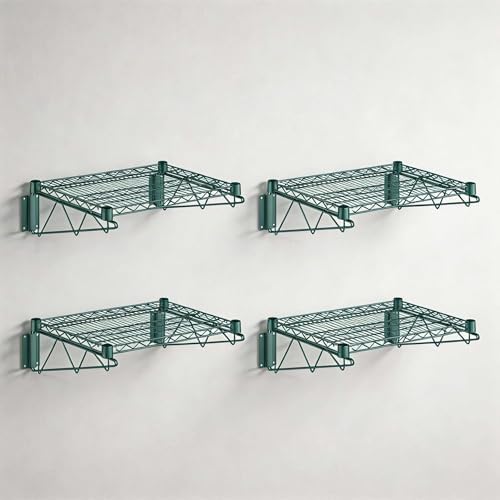 4 Pack 18" x 24" NSF Green Wire Wall Mount Shelf, Heavy Duty Commercial Metal Wall Shelf, Storage Rack for Home and Hotel by Zedfire