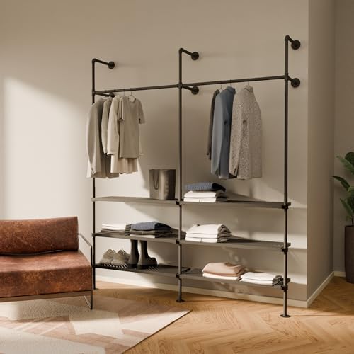 pamo Wall Mounted Clothing Rack with Metal Sheves – 79" W × 87" H, 529 lbs by pamo