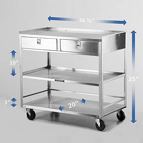 Lakeside Manufacturing "474 Stainless Steel Equipment Stand, 2Drawers-3 Shelves, 500 lb. Load Capacity, Length 39.5"" Width 23.5"" Height 39""" - Image 3