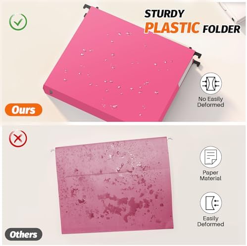 SHUTEX Extra Capacity Plastic Hanging File Folders,12 Pack,Letter, 6 Colors - Image 2