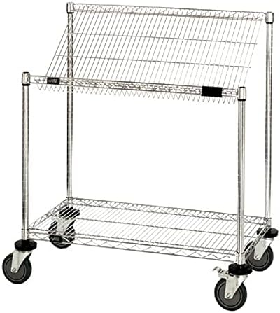 Quantum Storage Systems M1836SL34C 2-Tier Wire Shelving Work Station Cart with Slanted Top Shelf, Chrome Finish, 18" Width x 36" Length x 40" Height by QuantumStorageSystems