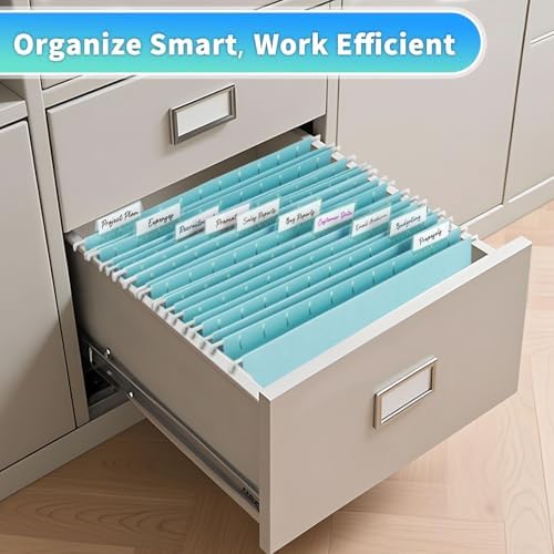 25-Pack Hanging File Folders, Letter Size, Includes 35 Transparent Label Cards & 50 Sticker Labels,1/5-Cut Tabs for Home & Office Organization(Light Blue) - Image 5