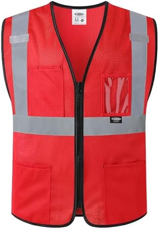 JKSafety Safety Vest for men women Hi Vis Vest with Pockets and Zipper High Visibility Construction Vests BX310 by JKSafety