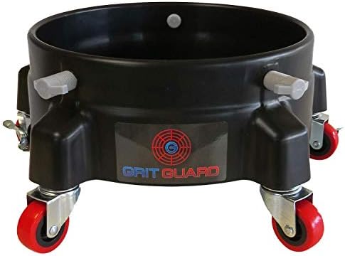 GRIT GUARD Bucket Dolly with Wheels - Rolling Detailing Wash Bucket with 5 Wheels and 2 Locking Casters Compatible with 2.5, 4, 5 and 6 Gallon Buckets (Black, 2" Red Casters) - Made in the USA - Image 4
