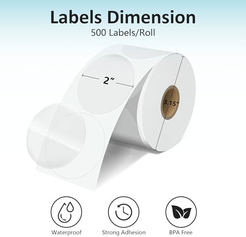JOYIT 2'' Clear Thermal Labels - 500pcs Round Thermal Printer Labels - Image 3