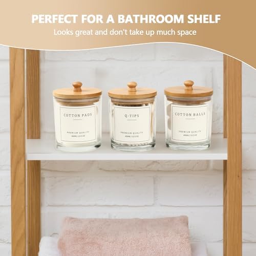 eggs sound 3 Pack Qtip Holder - Bathroom Organizers and Storage, Cotton Round Pad Swab Holder Dispenser Floss Pick Holder with Tray, Glass Apothecary Jars with Lids, Cotton Ball Container - Clear - Image 3