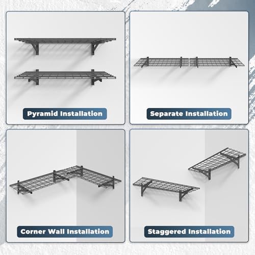 Jusgym 2 Pack Garage Shelving Wall Mounted, 1.5x4ft, 700LB Heavy Load - Image 6