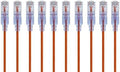 Monoprice SlimRun Cat6A Ethernet Patch Cable - Snagless RJ45 UTP Pure Bare Copper Wire 10G 30AWG 2ft Orange 10-Pack by Monoprice