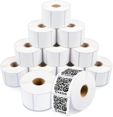 2" X 1.5” Direct Thermal Printer Labels (10800 Count, 12 Rolls) by AegisAdhesives
