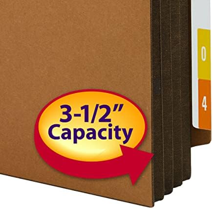Smead End Tab Pocket, Reinforced Straight-Cut Tab, 3-1/2" Expansion, Extra Wide Letter Size, Redrope with Dark Brown Gusset, 10 per Box (73681) (Pack of 5) - Image 3