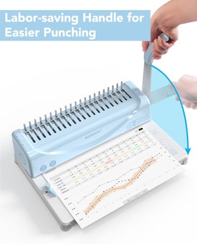 MAKEASY Binding Machine, 21-Hole, Comb Binding Machines with 1 Box Comb Bindings Spines, Comb Binder for Letter/A4/A5 Paper, 12 Sheet Punch Capacity - Image 5