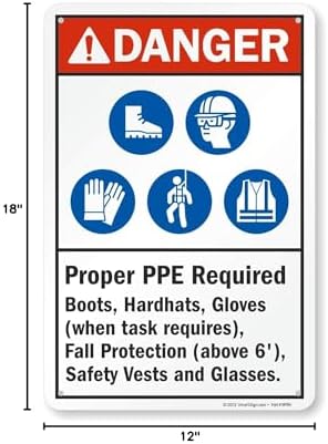SmartSign "Danger - Proper PPE Required" Sign | 12" x 18" Aluminum - Image 4