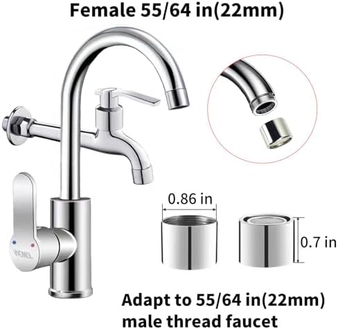 Bathroom Sink Aerator,2.2 GPM Faucet Aerator, Made of Solid Brass and Stainless Steel,55/64 Inch Female Thread Faucet Replacement with Gasket,For Kitchen and Bathroom,4PCS(Silver) - Image 2