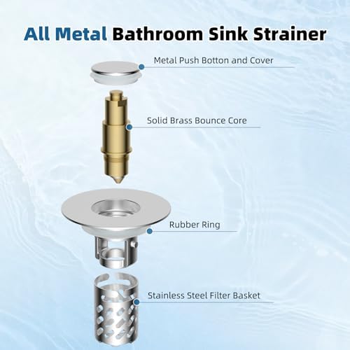 4-Pack All-Metal Bathroom Sink Stopper, Pop Up Sink Drain Strainer, Chrome - Image 5