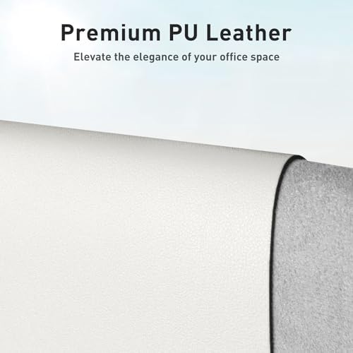 Aothia Faux Leather Desk Mat - Non-Slip PU Leather Desk Blotter, Waterproof Writing Surface, Large Desk Pad for Office & Home (Off-White, 55" x 17") - Image 2
