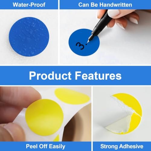 3/4" Round Color Coding Circle Dot Sticker Labels, 8 Colors - Image 4