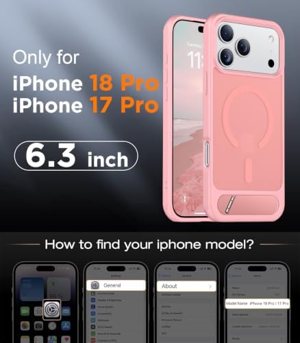 Temdan Magnetic for iPhone 18 Pro Case/iPhone 17 Pro Case Stand Pink - Image 2