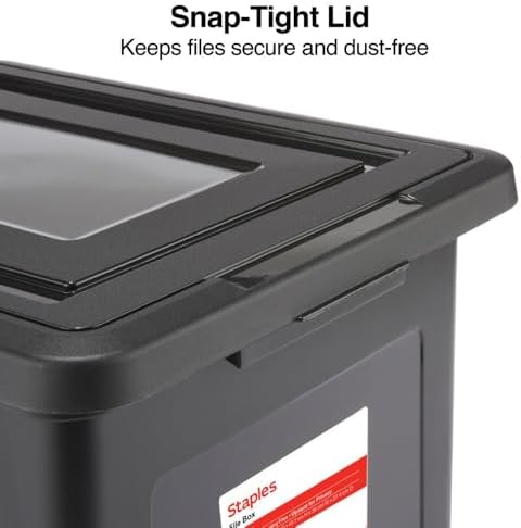 STAPLES Plastic File Box with Snap Lid, Letter/Legal Size, Black, 4/Carton - Image 3