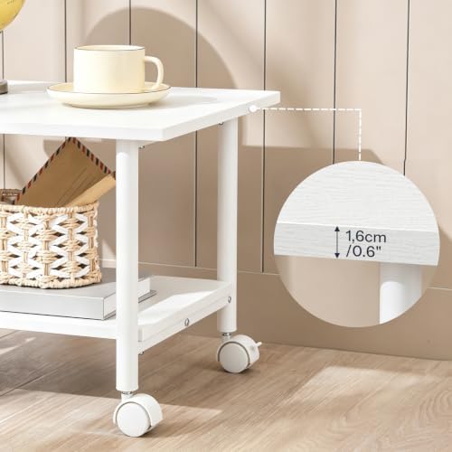 HOOBRO Printer Stand, 2-Tier Industrial Under Desk Printer Cart with Shelf, Mobile Heavy Duty Storage Rack on Wheels for Home, Office, White WW02PS01G1 - Image 7
