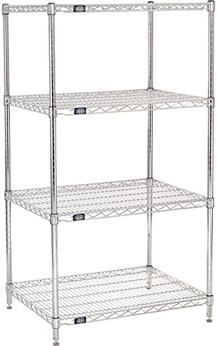 Nexel Adjustable Wire Shelving Unit, 4 Tier, Commercial Dry Storage Rack, 24" x 30" x 54", Chrome by Nexel