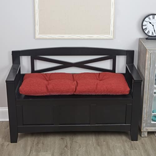 Klear Vu The Gripper Non-Slip Tufted Bench Cushion for Indoor Furniture, Assembled in USA, Entryway Storage, Bay Window, Corner Nook or Piano Seat, 35 Inches, Solid Flame - Image 2