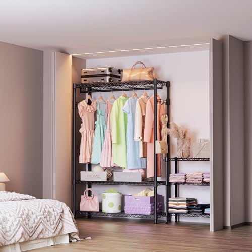 IZEUK Heavy Duty Garment Rack Wire Clothes Rack for Hanging Clothes (Dark Grey, 3 Tier with 1 Rod, 15.7" D x 45.3" W x 72.4" H) - Image 4