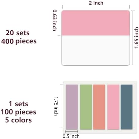 ELII 500 PCS Book Tabs 2 Inch Sticky Index Tabs,Colored Page Markers - Image 3