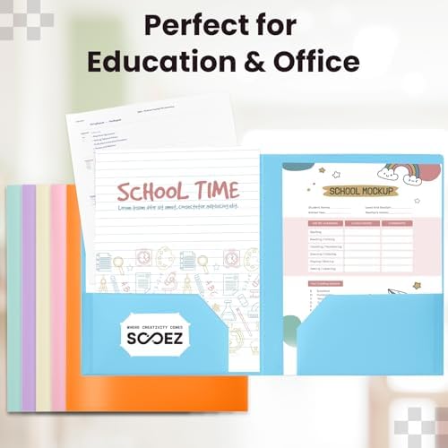 Sooez 7Pack Folders with Pockets, Plastic Pocket Folders with Extra Labels - Image 6