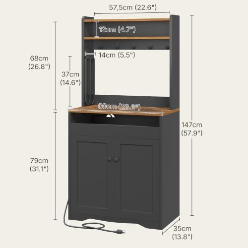 YATINEY Coffee Bar Cabinet, Sideboard Buffet Cabinet with Charginng Station - Image 3