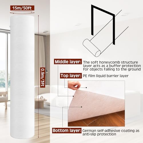 Amylove Temporary Floor Protection Roll for Construction, 50 Feet, White - Image 2