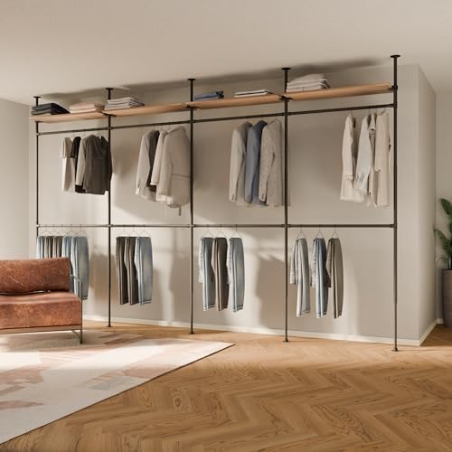 pamo Adjustable Clothes Rack with Shelves 155" W x 86"-98" H by pamo