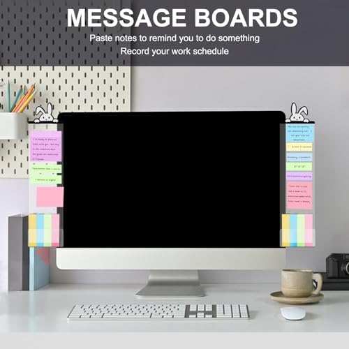 Office Desk Accessories 2pcs Multifunction Computer Monitor Memo Board - Transparent Computer Side Panel Memo Creative Monitor Side Panel Suitable for Office Home Desktop (Monitor Memo Board 9) - Image 5