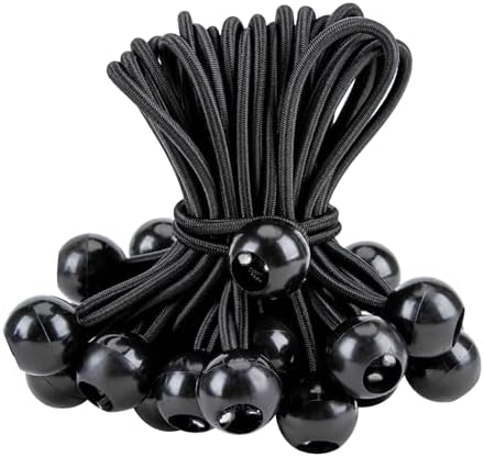 CARTMAN 30-Pack 6-Inch Ball Bungee Cords for Canopies and Tarps, Black by CARTMAN