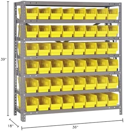 Quantum Storage Systems 1839-103YL Steel Shelving Unit with 4" Shelf Bins, 18" D x 36" W x 39" H, Yellow - Image 2