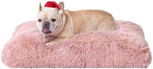 EHEYCIGA Fluffy Dog Crate Bed for Medium Dogs, Plush Crate Pad, Pink by EHEYCIGA