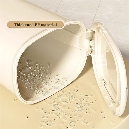 20L Slim Plastic Garbage Bin with Lid for Bathroom Office Bedroom Smart Step Pedal Trash Can Beige Color - Image 3