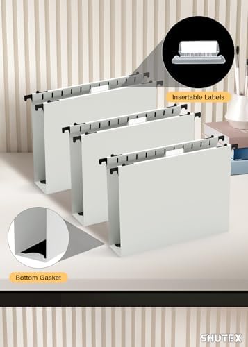 SHUTEX Plastic Hanging File Folder, 12 Pack, Letter Size, Glacier Gray - Image 5