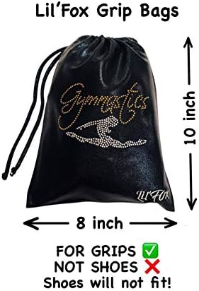 LIL'FOX 8"x10" Drawstring Gymnastics SMALL GRIP BAG 26x20cm - Lightweight Bag for Personal Equipment - Shiny Foil Rhinestones - Image 3