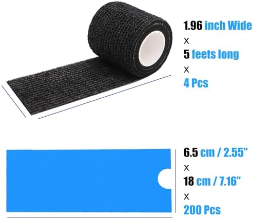 200pcs Blue Tattoo Machine Pen Covers & 4pcs Grip Tape Wraps - Image 3
