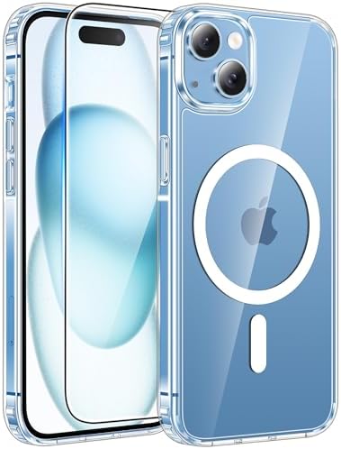 FNTCASE for iPhone 15/14/13 Case, Fit for Magsafe, Glass Screen Protector by FNTCASE