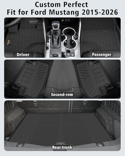 Floor Mats & Cargo Liner Custom Fit for Ford Mustang 2026 2025 2015-2024 - Image 2
