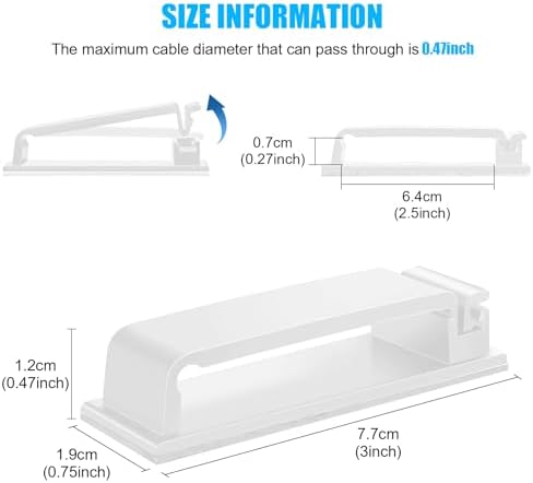 XHF 40 PCS Self Adhesive Cable Clips(XL) White,Wire Clips Cable Management Wire Organizer Cord Holder for Under Desk, Car, Wall, TV PC Ethernet Cable - Image 2