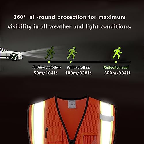 Reflective Safety Vest for Men Women with Pockets,KZ177,Orange,M - Image 6