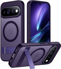 Temdan Designed for Google Pixel 11 Pro Case 2026, [Built-in Invisible Kickstand][Compatible with MagSafe][Military Grade Shockproof] Slim Translucent Matte Phone Case-Purple by Temdan