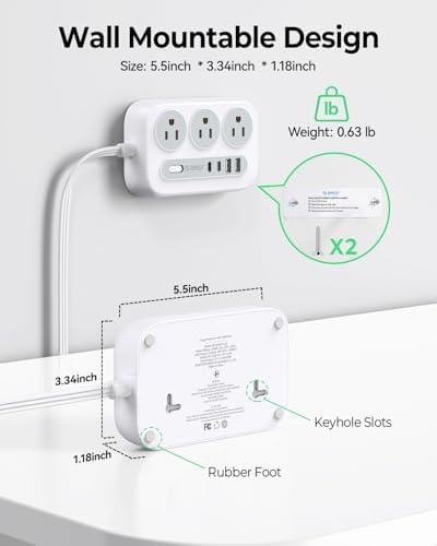 ORICO Surge Protector Power Strip, Multiple Outlets Extension Cord - Image 5